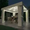 Image de Tonnelle Et Rideau Et Guirlande Lumineuse Led 3x3 M Blanc Crème Vidaxl