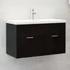 Image de Armoire D'évier Avec Lavabo Intégré Noir Aggloméré Vidaxl