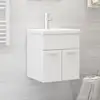 Image de Armoire D'évier Avec Lavabo Intégré Blanc Bois D'ingénierie Vidaxl