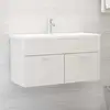 Image de Armoire D'évier Avec Lavabo Intégré Blanc Brillant Aggloméré Vidaxl