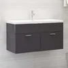 Image de Armoire D'évier Avec Lavabo Intégré Gris Brillant Aggloméré Vidaxl