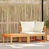 Image de Salon De Jardin 2 Pcs Avec Coussins Blanc Crème Bois D'acacia Vidaxl
