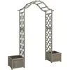 Image de Pergola De Jardin Avec Jardinière Gris Bois Pin Massif Vidaxl
