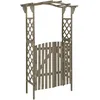 Image de Pergola Avec Portail 116x40x204 Cm Gris Bois De Sapin Massif Vidaxl