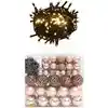 Image de Set De Boules De Noël Avec Pic Et 300 Led 120pcs Doré Rose Vidaxl