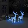 Image de Décoration De Noël Rennes Et Traîneau 160 Led 130 Cm Acrylique Vidaxl