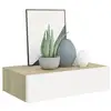 Image de Étagère à tiroir murale chêne et blanc 40x23,5x10 cm mdf