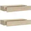 Image de Étagères À Tiroirs Murales 2 Pcs Chêne 60x23,5x10 Cm Mdf Vidaxl