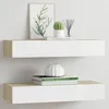Image de vidaXL Étagères murales à tiroirs 2 pièces Chêne et blanc 60 x 235 x 10 cm MDF 330264