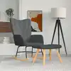 Image de Chaise À Bascule Avec Repose-pied Gris Foncé Tissu Vidaxl