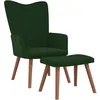 Image de Chaise De Relaxation Avec Repose-pied Vert Foncé Velours Vidaxl
