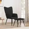Image de Chaise De Relaxation Avec Tabouret Noir Tissu Vidaxl