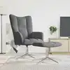 Image de Chaise De Relaxation Avec Tabouret Gris Foncé Velours Vidaxl