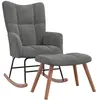 Image de Chaise À Bascule Avec Repose-pied Gris Foncé Velours Vidaxl