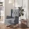 Image de Fauteuil Avec Pieds À Bascule En Bois D'hévéa Gris Clair Tissu Vidaxl