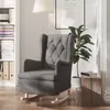 Image de Fauteuil Avec Pieds À Bascule En Bois D'hévéa Gris Foncé Tissu Vidaxl