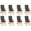 Image de Chaises Inclinables De Jardin Et Coussins Lot De 8 Teck Solide Vidaxl