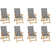 Image de Chaises Inclinables De Jardin Et Coussins Lot De 8 Teck Solide Vidaxl