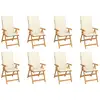 Image de Chaises Inclinables De Jardin Et Coussins Lot De 8 Teck Solide Vidaxl