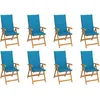 Image de Chaises Inclinables De Jardin Et Coussins Lot De 8 Teck Solide Vidaxl