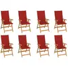 Image de Chaises Inclinables De Jardin Et Coussins Lot De 8 Teck Solide Vidaxl