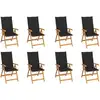 Image de Chaises Inclinables De Jardin Et Coussins Lot De 8 Teck Solide Vidaxl