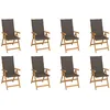 Image de Chaises Inclinables De Jardin Et Coussins Lot De 8 Teck Solide Vidaxl