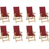 Image de Chaises Inclinables De Jardin Et Coussins Lot De 8 Teck Solide Vidaxl