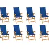 Image de Chaises Inclinables De Jardin Et Coussins Lot De 8 Teck Solide Vidaxl