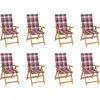 Image de Chaises Inclinables De Jardin Et Coussins Lot De 8 Teck Solide Vidaxl