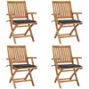 Image de Chaises Pliables De Jardin Avec Coussins Lot De 4 Teck Solide Vidaxl