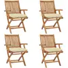 Image de Chaises Pliables De Jardin Avec Coussins Lot De 4 Teck Solide Vidaxl