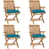 Image de Chaises Pliables De Jardin Avec Coussins Lot De 4 Teck Solide Vidaxl