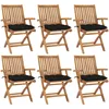 Image de Chaises Pliables De Jardin Avec Coussins Lot De 6 Bois De Teck Vidaxl