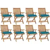 Image de Chaises Pliables De Jardin Avec Coussins Lot De 8 Teck Solide Vidaxl