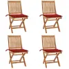Image de Chaises Pliables De Jardin Avec Coussins Lot De 4 Teck Solide Vidaxl