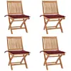Image de Chaises Pliables De Jardin Avec Coussins Lot De 4 Teck Solide Vidaxl