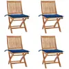Image de Chaises Pliables De Jardin Avec Coussins Lot De 4 Teck Solide Vidaxl