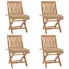 Image de Chaises Pliables De Jardin Avec Coussins Lot De 4 Teck Solide Vidaxl