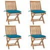 Image de Chaises Pliables De Jardin Avec Coussins Lot De 4 Teck Solide Vidaxl