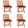 Image de Chaises Pliables De Jardin Avec Coussins Lot De 4 Teck Solide Vidaxl