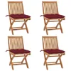 Image de Chaises Pliables De Jardin Avec Coussins Lot De 4 Teck Solide Vidaxl