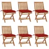 Image de Chaises Pliables De Jardin Avec Coussins Lot De 6 Bois De Teck Vidaxl