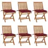 Image de Chaises Pliables De Jardin Avec Coussins Lot De 6 Bois De Teck Vidaxl