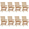 Image de vidaXL Lot de 8 Chaises de Jardin Sièges de Terrasse Chaises de Balcon Meubles de Patio Jardinage Extérieur Bois de Teck