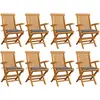 Image de Chaises De Jardin Avec Coussins Gris Lot De 8 Bois Teck Massif Vidaxl