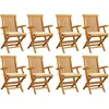Image de Chaises De Jardin Avec Coussins Crème Lot De 8 Bois Teck Massif Vidaxl