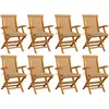 Image de Chaises De Jardin Avec Coussins Beige Lot De 8 Bois Teck Massif Vidaxl