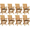 Image de Chaises De Jardin Avec Coussins Taupe Lot De 8 Bois Teck Massif Vidaxl