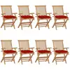 Image de Chaises De Jardin Avec Coussins Rouge Lot De 8 Bois Teck Massif Vidaxl